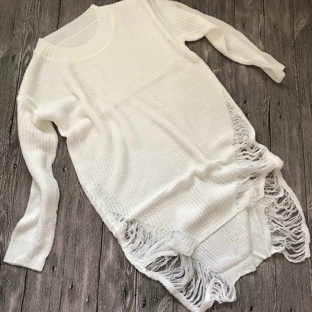 Sexy white broken holes sweater dress - Picture 3 of 5